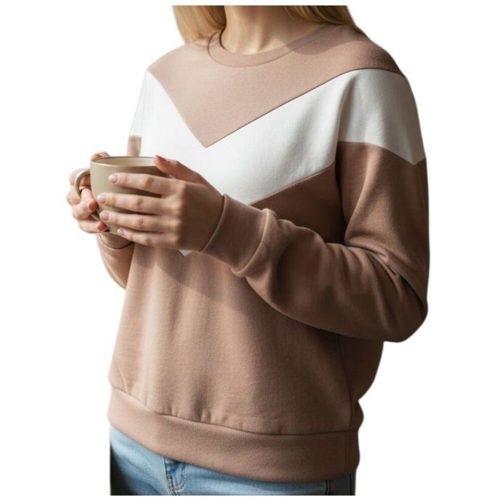 H&M MAUVE & WHITE STRIPE PULLOVER SZ.S EUC.